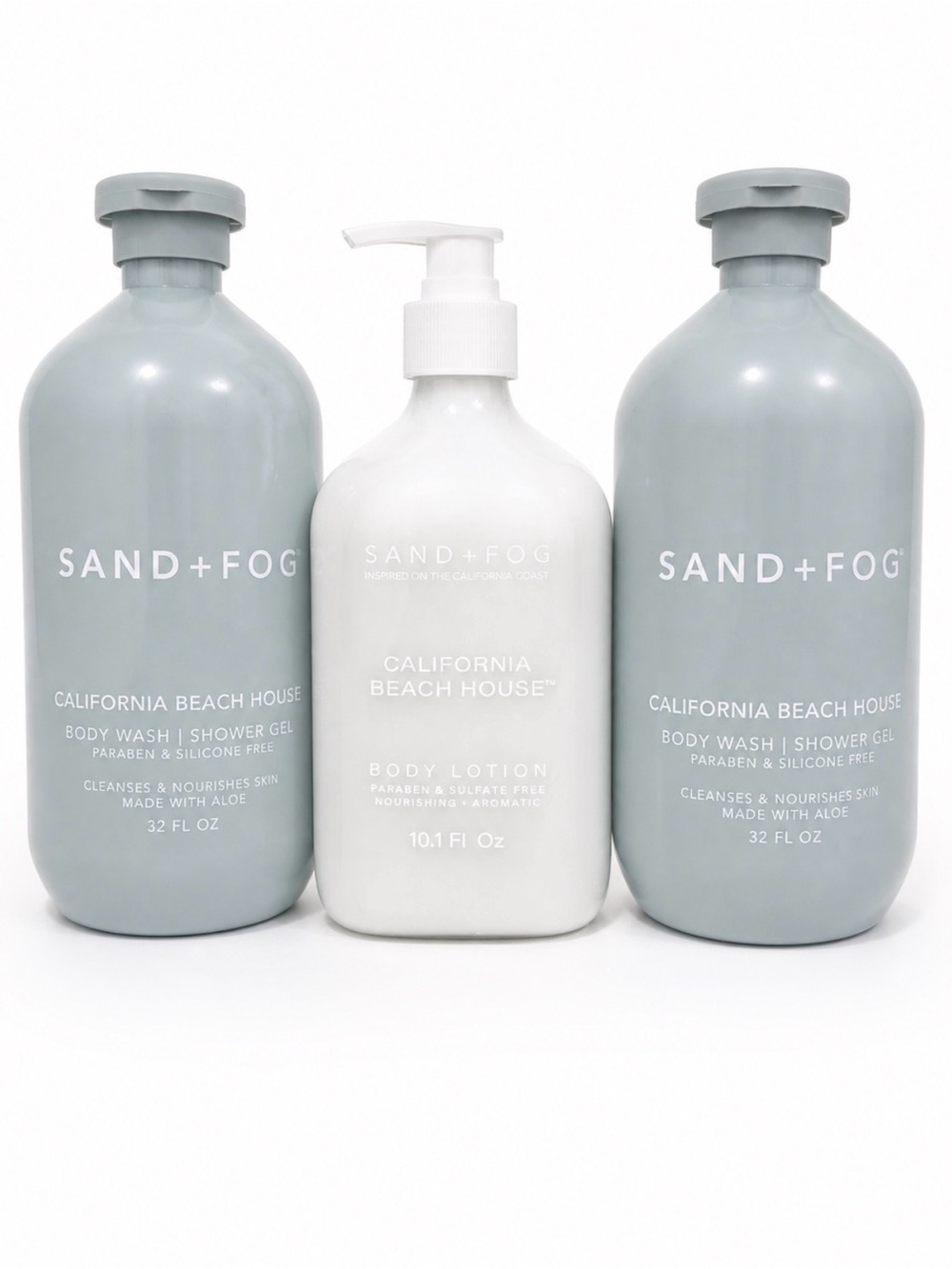 Sand+Fog California Beach House Body Wash & Lotion Set - White & Light Gray